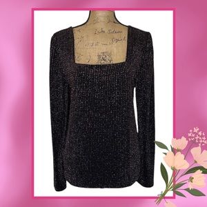 LOFT Shimmer Ribbed Square Neck Top